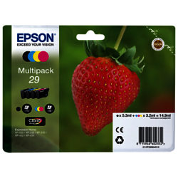 Epson Strawberry T2986 Black & Tri-Colour Ink Cartridge Multipack, Pack of 4
